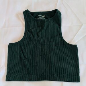 Garage Forest Green Ribbed Racerback Crop Top Size Small